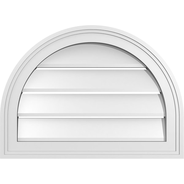Ekena Millwork Round Top Surface Mount PVC Gable Vent: Functional, w/ 2"W x 1-1/2"P Brickmould Frame, 22"W x 16"H GVPRT22X1602SF - main